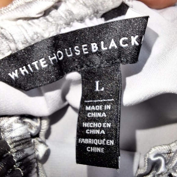 White House Black Market Top Womens Large Black Gray Watercolor Off Shoulder - Picture 3 of 9